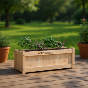 Fioriera da Giardino in Legno Massello Mcdea 35.4x12.2x12.2 Pollici, Vaso Rettangolare Stile Rustico per Piante da Esterno - Product Image 2