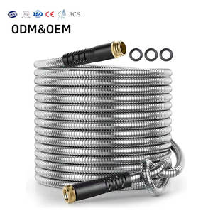 Enrouleurs de tuyau d'arrosage robustes en acier inoxydable 304/201, boîtier métallique de 16 mm d'épaisseur, tuyau intérieur en PVC, raccords de 3/4 po, flexibles et résistants aux éclats de griffes de chien - Product Image 1