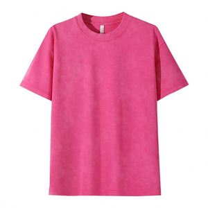 Camiseta de Manga Corta Retro Lavada de Algodón 100% de 280G al por Mayor, Casual, Multicolor, Oversize, Unisex, para Parejas - Product Image 4