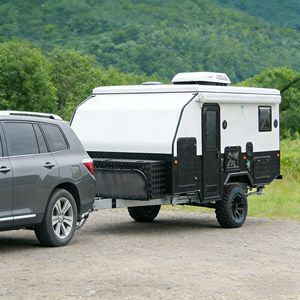 Caravane compacte tout-terrain <span class=keywords><strong>avec</strong></span> douche, cuisine et panneau solaire, remorque de camping légère remorquable par SUV pour le camping - Product Image 2