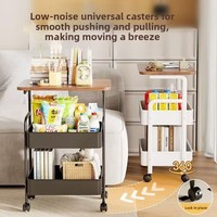 Chariot de rangement mobile, style minimaliste moderne, 3 niveaux, en panneau composite, multifonctionnel, pour le rangement de collations dans le salon, avec plateau de service