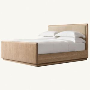 Meubles de chambre à coucher modernes de style américain, cadre de lit en bois avec panneaux en cuir et pied de lit - Product Image 6