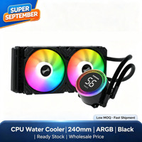 Refroidisseur d'eau AIO pour CPU 240 mm, tête de pompe miroir ARGB, ventilateur hydraulique silencieux, refroidissement liquide pour PC de bureau, vente en gros directe usine