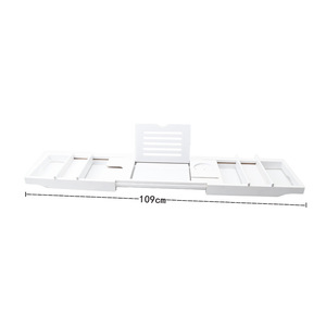 Étagère de bain en bambou 43x9.05x1.77 pouces, extensible, avec support pour livre, téléphone et bougie pour baignoire - Product Image 2