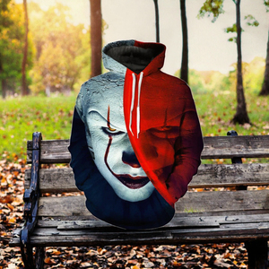 Sudadera con capucha con estampado 3D de cara de payaso para hombre, sudadera con capucha informal para otoño, ropa de calle - Product Image 2