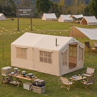 Tente de camping gonflable quatre saisons imperméable avec cheminée intégrée, robuste, montage rapide, portable pour utilisation en extérieur en hiver
