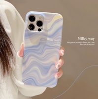 Nouvelle Coque Arrière de Téléphone Portable Antichoc en PC Motif Vague Bleue Design Luxe pour iPhone 17 15 14 16 13 12 11 Pro Max