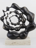 Sculpture d'art abstrait minimaliste moderne, ornement décoratif pour la maison, objet de décoration pour le salon, le bureau, l'atelier, artisanat en métal et marbre