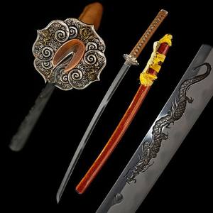 ดาบเหล็กหลงเฉวียน ลายมังกร 103 ซม. พร้อมใบมีดเคลือบด้วยดินเผา ของขวัญระดับไฮเอนด์สำหรับผู้ชาย ดาบซามูไร - Product Image 1