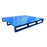Palette de stockage en acier robuste, résistante à l'humidité, compatible avec les chariots élévateurs, palette d'entrepôt pliable