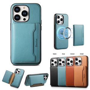 Denior Durable Retro Calfskin Texture Folding Bumper Vintage PU Cowhide Magnetic Case for <strong>iPhone</strong> 17 16 15 14 13 12 Series - Product Image 1