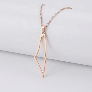 In acciaio inossidabile all'ingrosso personalizzato placcato argento colorato bandiera palestinese mappa collane di gioielli per uomini e donne gioielli - Product Image 5