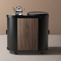 Table basse moderne de luxe noire avec bouilloire intelligente, chariot à thé mobile pour la maison et les appartements, mobilier de salon de luxe