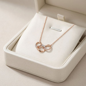 Hong Kong Wholesale Trendy Fine Jewelry Manufacturer Export 18K <b>Solid</b> Rose <b>Gold</b> Real Natural Diamonds <b>Pendant</b> Necklace Jewelry - Product Image 5