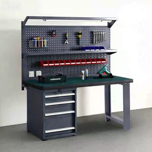 Table <span class=keywords><strong>de</strong></span> travail métallique antistatique robuste pour garage, atelier, maintenance et opérations – Établi <span class=keywords><strong>de</strong></span> mécanicien robuste - Product Image 1