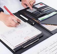 Portafolio de Cuero Personalizado con Logotipo, Carpeta Organizadora de Archivos A4, Portafolio Ejecutivo de Negocios con Calculadora