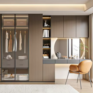 Premium Custom Modern Walk-In Closet Luxury Embedded Wardrobe Glass Partition LED <b>Lighting</b> for Apartment Villa Home Furniture - Product Image 1