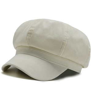Venta al por mayor <span class=keywords><strong>de</strong></span> moda personalizada <span class=keywords><strong>calabaza</strong></span> pintor artista 8 paneles Newsboy mujeres invierno señoras boina en blanco sombrero - Product Image 4