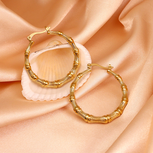 Custom Bamboo <strong>Earrings</strong> Big Large Hoop <strong>Earrings</strong> Hip Hop Women Personalized <strong>Infinity</strong> <strong>Earring</strong> Stainless Steel Fine Jewelry Gift - Product Image 4