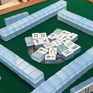 Juego de Fichas de Mahjong de Acrílico Azul, Estilo Clásico Portátil para 4 Jugadores, Piezas de Juego de Plástico Sin Carga - Product Image 2