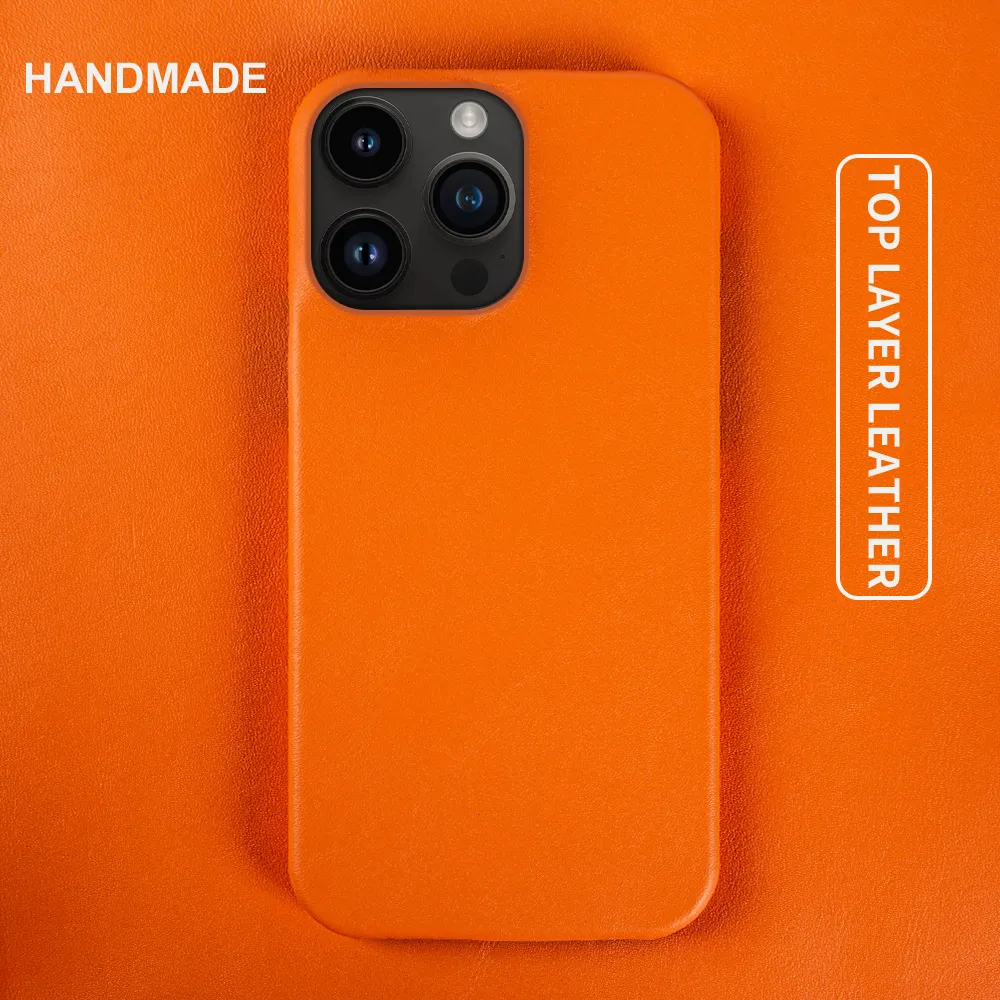 Funda impermeable y a prueba de golpes para móvil, Funda de cuero genuino para iPhone 14 13 Pro Max, cubierta de lujo de cuero texturizado