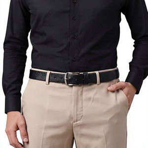 Cinturón de Cuero Genuino de Piel de Vaca para Hombre con Hebilla Cuadrada de Aleación, Logotipo Personalizado, Estilo Formal y Casual, 3.4cm de Ancho - Product Image 6