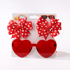 Set di <span class=keywords><strong>occhiali</strong></span> <span class=keywords><strong>da</strong></span> <span class=keywords><strong>sole</strong></span> copricapo accessori per bambini stampa Dot nastro a coste fiocco per capelli <span class=keywords><strong>occhiali</strong></span> <span class=keywords><strong>da</strong></span> <span class=keywords><strong>sole</strong></span> - Product Image 5