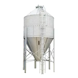 Silo di mangime per allevamento di pollame di pollo Silo di mangime di piccole dimensioni contenitori di stoccaggio di mangime per polli fondo tramoggia zincato