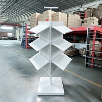 Présentoir de sol triangulaire rotatif à 3 faces avec étagères pliables réglables pour marchandises emballées