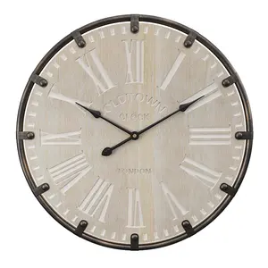 Metal wall clock with wood for home decor living room furniture modern Europe