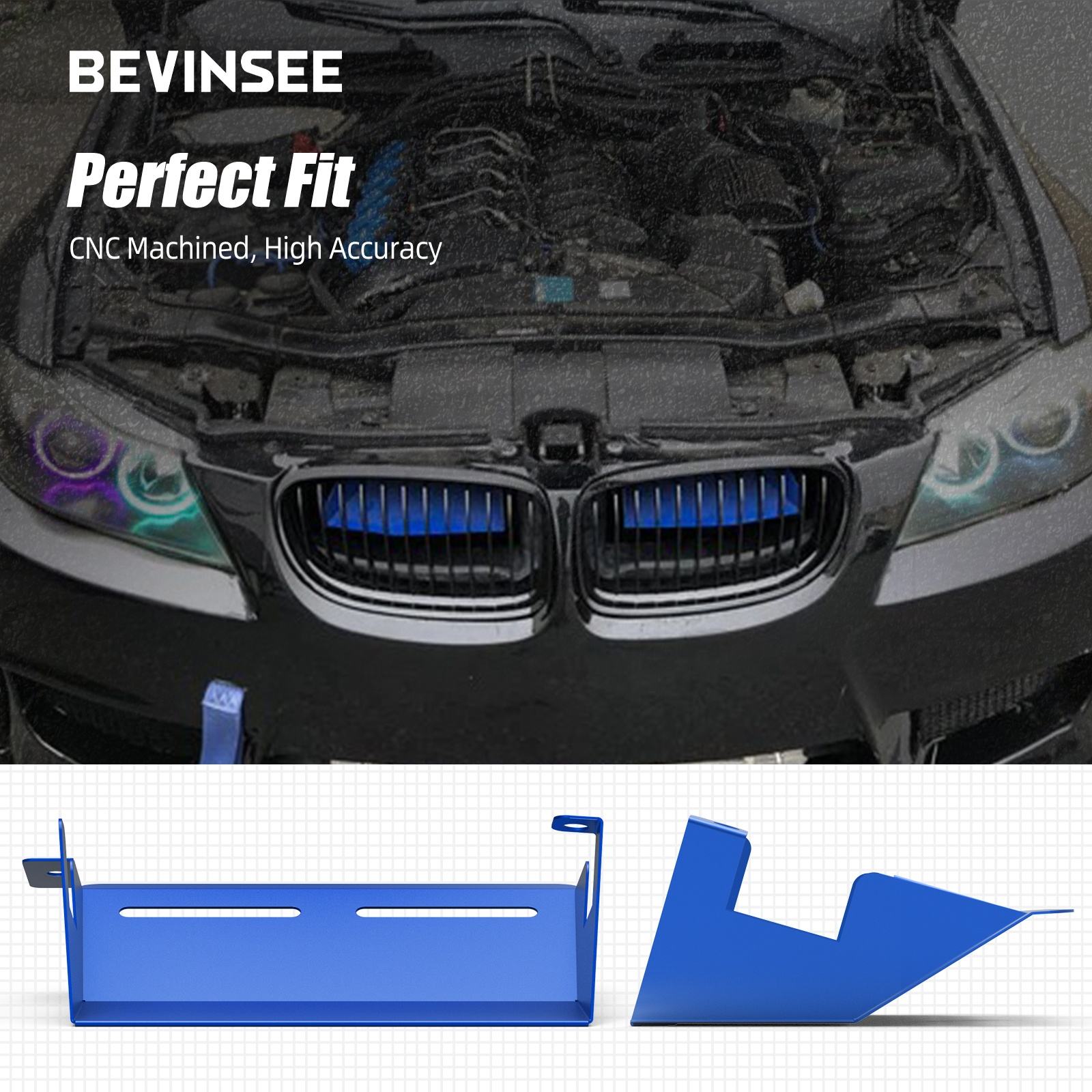 Bevinsee Lot De 2 Pelles D'entrée D'air Dynamiques Pour BMW E90 E92 E93 335i 328i N54 N55 Noir