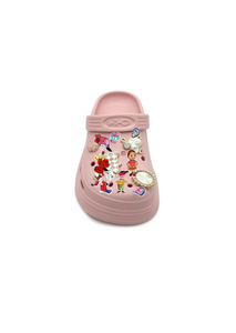 Sandali zoccoli per bambini con spille animate, taglia 22, motivo a cartoni animati, slip-on in plastica, scarpe estive per ragazze - Product Image 1