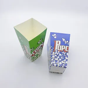 Paper Candy Popcorn Box Blue Yellow Packaging Birthday Party Favor Bags Decoration For Business Supplies