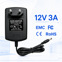Adaptateur d'alimentation à découpage haute efficacité 12V 3A 36W multi-prises (US, EU, UK, AU) pour guirlandes lumineuses LED et lampes – Production personnalisée