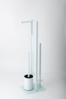 Porte-papier hygiénique multifonctionnel moderne en acier inoxydable et verre avec brosse Design durable pour hôtels
