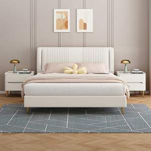 Competitively Priced Wood <b>Frame</b> Soft Fabric Upholstered Platform Bed Minimalist Bedroom <b>Furniture</b> Modern Commercial Hotel - Product Image 3