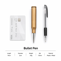 Pulpen Retro Kreatif Bentuk Peluru 0.5mm Tinta Berbasis Minyak dengan Logo untuk Alat Tulis Pelajar, Hadiah Promosi