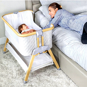 Culla Multifunzionale per Neonati con Telaio in Metallo, Convertibile, da Viaggio, in Cotone Organico, <span class=keywords><strong>Lettino</strong></span> Rotondo Portatile per Dormire - Product Image 1