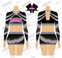 Vêtements d'entraînement de cheerleading avec strass scintillants, veste de cheerleading, pompons, sac à nœuds, jupe, articles promotionnels pour équipes de cheerleading jeunesse