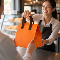 Bolsa de Embalaje para Llevar Comida de Restaurante Personalizada con Marca, No Tejida, Ecológica