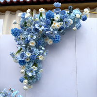 Ensemble de toile de fond de fleurs artificielles faites à la main, durables, bleu et blanc mélangés, arrangement floral en soie pour la décoration de mariages, fêtes et locations de boutiques