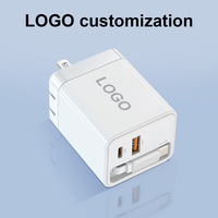 Charger USB-C 65W dengan Kabel Type-C Retraktil, Adaptor Pengisian Cepat Dual Port untuk Laptop & Kamera, Cocok untuk Perjalanan