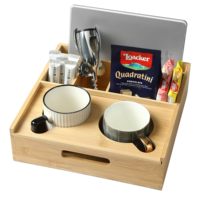 Boîte à collation en bambou tout-en-un avec porte-gobelet pour la maison