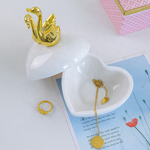 Customized Gold Ceramic <strong>Jewelry</strong> <strong>Box</strong> with Glazed Technique Animal <strong>Porcelain</strong> Necklace Ring Trinket Display for Logo Display - Product Image 4