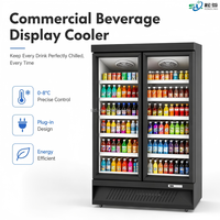 Réfrigérateur commercial pour boissons, double porte, vitrine verticale de luxe, équipement de réfrigération pour supermarché