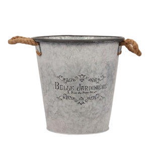 Galvanized Flower <b>Planters</b> Pots <b>Wooden</b> Handle Home <b>Garden</b> Balcony <b>Planter</b> Container Galvanized Iron <b>Planter</b> - Product Image 3