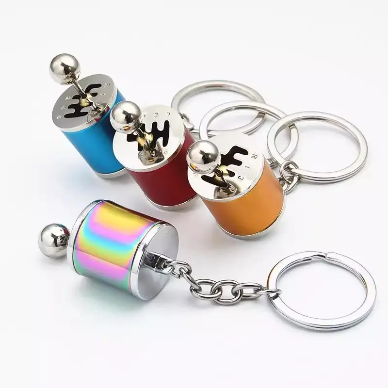 Kim loại 6 tốc độ chuyển đổi Keychain Hợp kim kẽm Xe sửa đổi Keychain Gear Shift Head Keyring tự do chuyển