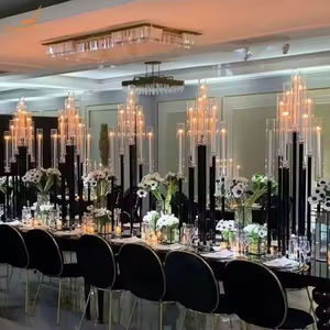 Candelabros de Metal Negro de 9 Brazos para Centros de Mesa de Boda, Decoración, Portavelas para Bodas - Product Image 4