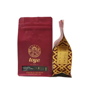 Gusset Ritsleting Logo Kustom 250 Gram 500 Gram 1 KG Tas Kopi Blok Berdiri dengan Katup