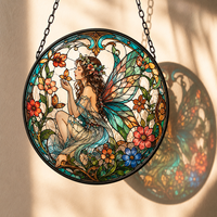 Attrape-soleil en verre teinté et cristal, design Art Déco, 16 cm, pour fenêtre extérieure, ornement suspendu en forme d'elfe, décoration intérieure, cadeau pour porte